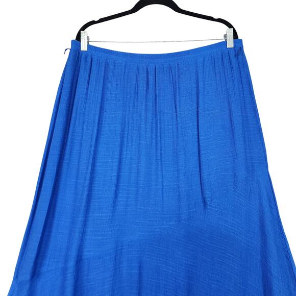 AB Studio Womens Maxi Skirt Size XL Royal Blue Asymmetrical Tiered Textured Y2K - Picture 2 of 9